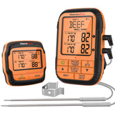 ThermoPro TP28 dual-probe setup for precise meat and ambient temperature monitoring while grilling
