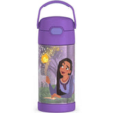 THERMOS FUNTAINER 12oz bottle with straw keeps drinks cold for hours, ideal for school lunches.