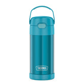 THERMOS FUNTAINER teal front view shows a kid-friendly bottle keeping drinks cold.