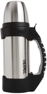 THERMOS The Rock bottle top view highlighting rugged stainless design and easy pour access