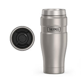 THERMOS Stainless King 16oz matte steel tumbler shown for on-the-go hot drinks