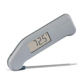 ThermoWorks Thermapen Dove Grey performs a quick read for precise meat temperatures.