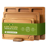 thetchry acacia cutting board set small board for bread and cheese, ideal for serving and slicing