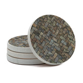 Thirstystone sandstone coaster with herringbone pattern protects surfaces and enhances natural texture.