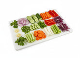 Thirteen Chefs cutting board 18x12 top view for efficient meat and veggie prep.