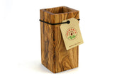 Thirteen Chefs TRAMANTO olive wood utensil holder compact 3x3 in keep tools organized