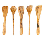 Thirteen Chefs Tramanto olive wood flat spatula shows premium craftsmanship for precise flipping.