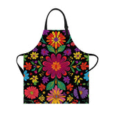 THISFIND colorful floral apron on black backdrop highlights vibrant print for stylish cooking.
