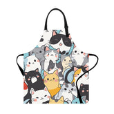 THISFIND cute cat print apron front view showing whimsical design for cooking protection