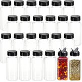 Tiaiidi 24-pack square spice jars with black lids for organized kitchen storage.