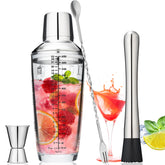 Tiawudi 23oz glass shaker with built-in strainer for smooth pours and precise mixing.