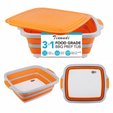 Tiawudi large collapsible BBQ prep tub with lid, ready for rib racks
