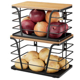TIDIIABODE 2-pack potato onion storage bin with bamboo top keeps vegetables organized.
