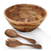 Tidita 12.2-inch large salad bowl with natural acacia wood grain for family meals