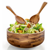 Tidita 12-inch salad bowl set with wooden hands for family-style servings.