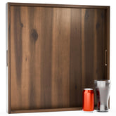 Tidita 24-inch acacia square ottoman tray with walnut finish for stylish serving