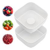 TidyTale 3qt colander with drip bowl for fast draining and rinsing.