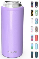 TILUCK Lavender Skinny Can Cooler holds 12 oz slim cans to keep drinks icy cold.