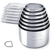 TILUCK 7-piece measuring cups with engraved size marks for quick, accurate measurements.