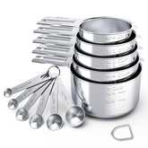 TILUCK complete stainless steel measuring cups set for precise cooking and baking.