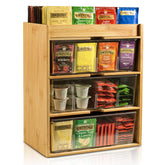 TIMIEEYA Tea Bag Organizer with 3-tier drawer for quick tea selection
