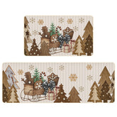 Tinideya Christmas kitchen mat long wooden tree pattern for cozy kitchen warmth