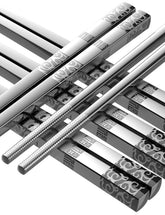 TINMARDA metal chopsticks square design for stable grip during meals.