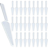 TINSKY 50pcs disposable cake cutters with 9.1 inch blade for quick serving.