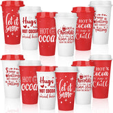 Tioncy 12pc Christmas cocoa cups with lids for spill-free holiday use