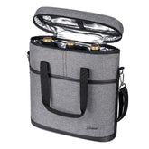 Tirrinia insulated wine carrier grey top view for easy transport
