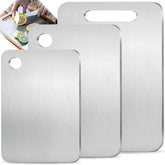 100% Pure Titanium cutting board set front view for durable, space-saving prep.