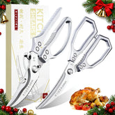 TIVOLI kitchen scissors set silver focused on poultry prep for clean cuts and bone handling.