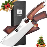 TIVOLI meat cleaver blade close-up showing edge sharpness and satin finish for precise cuts