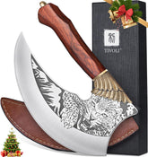 TIVOLI Ulu knife 9-inch blade close-up showing sharp edge for precise cutting.