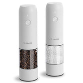 TLYSXPRO electric salt and pepper grinder set in white, front view, stylish and convenient.