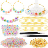 TMKEFFC wine charm kit with letter beads for personalized glasses