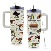 TNASURHUS dinosaur mug 40oz pattern closeup, vibrant prehistoric design for imaginative sipping.