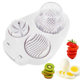 TNDCKP 3-in-1 egg slicer in white, top view, precise egg slices for salads.
