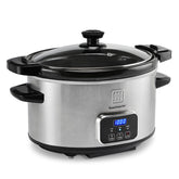 Toastmaster 4qt slow cooker in stainless steel for family meals.