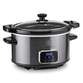 Toastmaster 4-Quart slow cooker with lid latch secures meals during transport.