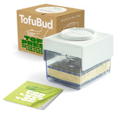 TofuBud Tofu Press front view for compact fridge storage and even moisture removal.