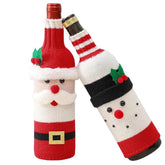 TOGETHERTOYO Christmas wine bottle cover front view enhances holiday table decor.