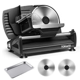 TOKASS Meat Slicer 200W front view shows compact design for easy home use.