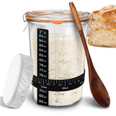 TOKPELA Sourdough Starter Jar glass front view for easy feeding and monitoring.