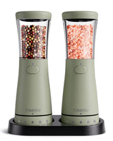 TOMEEM electric grinder with base storage for mess-free serving.
