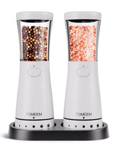 TOMEEM electric grinder with base view highlights large 4.5 oz capacity for fewer refills.