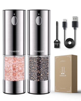 TOMEEM salt and pepper grinder set with LED capacity for precise seasoning.