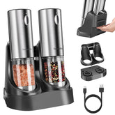 Tomentific electric grinder base with detachable charging dock for easy transport.