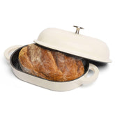 TOMO cast iron oval bread oven with steam lid for crusty bakery-style loaves