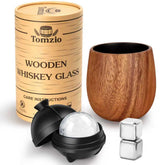Tomzio charred wooden bourbon glass 11oz highlighting premium craftsmanship for bourbon lovers.